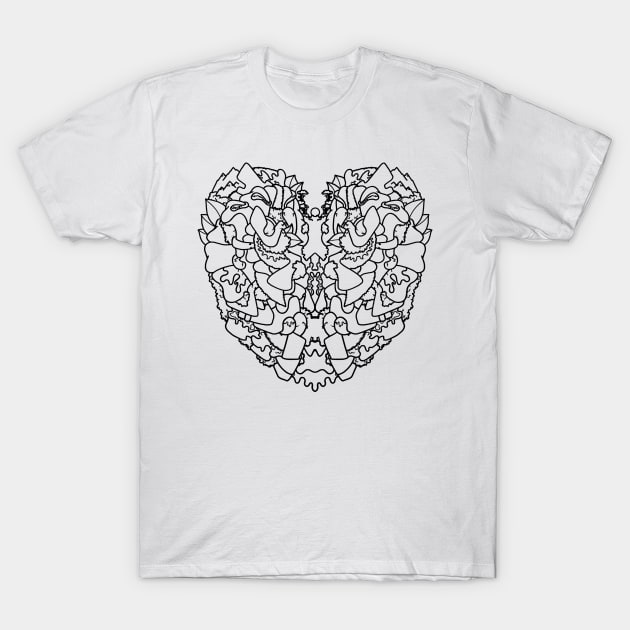 Abstract Design in Shape of a Lung Doodle Art T-Shirt by VANDERVISUALS